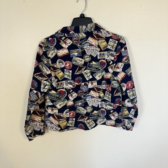 Soho Clothing Company Womens Jacket Travel Stamp Print Cotton India Medium - Picture 4 of 7